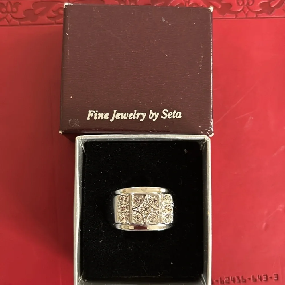 Men’s Seta 18KT White Gold Cubic Zirconia Wedding Band Sz 10 With Box Pre-Loved - Picture 4 of 6